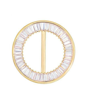 Luxusná spona na šatku a šál v kruhovom dizajne so sklíčkami v zlatej farbe