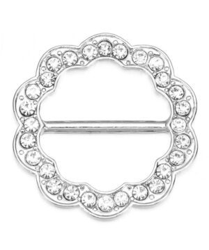 Luxusná spona na šatku a šál v štýlovom dizajne so sklíčkami v striebornej farbe