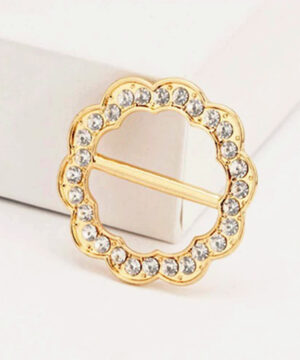 Alternative view of Luxusná spona na šatku a šál v štýlovom dizajne so sklíčkami v zlatej farbe