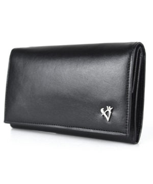 Dámska luxusná kožená peňaženka v čiernej farbe