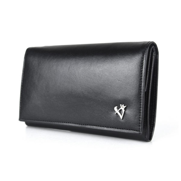 Dámska luxusná kožená peňaženka v čiernej farbe