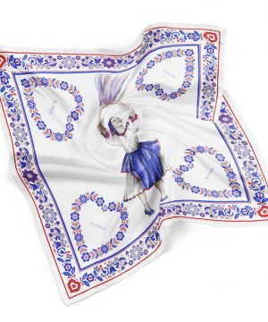Hodvábna šatka TANEČNICA, 90 x 90cm, Made in SLOVAKIA