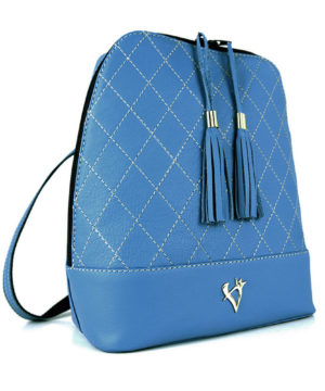 Luxusný dámsky kožený ruksak z prírodnej kože v modrej farbe