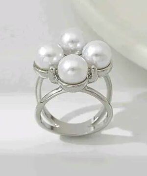 Alternative view of Luxusný trojprstenec na šatku a šál v striebornej farbe