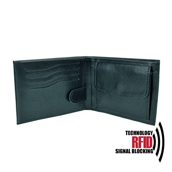 Ochranná kožená peňaženka v čiernej farbe č.8552