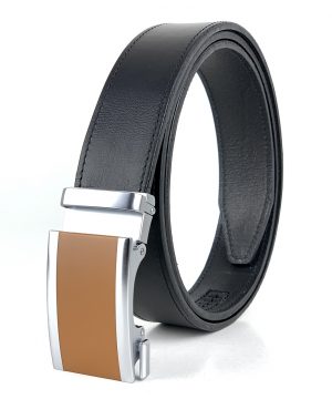 Moderný kožený opasok s automatickým zapínaním KHAKI BAR