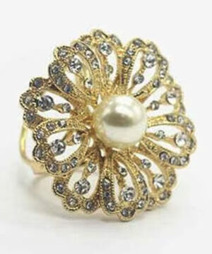 Ozdobný šperk na šatku v tvare zlatého kvetu so sklíčkami