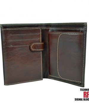 Ochranná kožená peňaženka v tmavo hnedej farbe č.8560