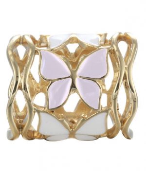 Prstencová ozdoba na šatky s motýľmi v zlatej farbe
