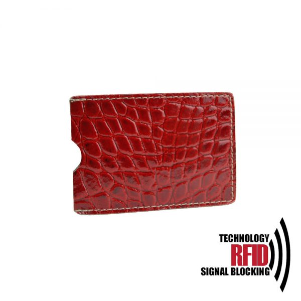 RFID kožené púzdro vybavené blokáciou RFID NFC, tmavo červená farba (2)
