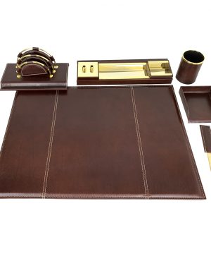 Stolový kancelársky set v tmavo hnedej farbe - Kompletný set