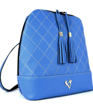 Štýlový dámsky kožený ruksak z prírodnej kože v modrej farbe