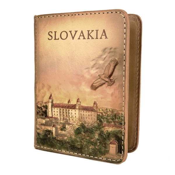 Ručne vytvarovaný, vyrezávaný a reliéfny kožený zápisník – Slovakia, Bratislavský hrad