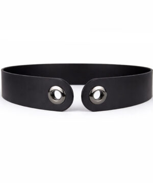 Úzky kožený opasok viazaný šatkou – Čierny, Výroba na Slovensku